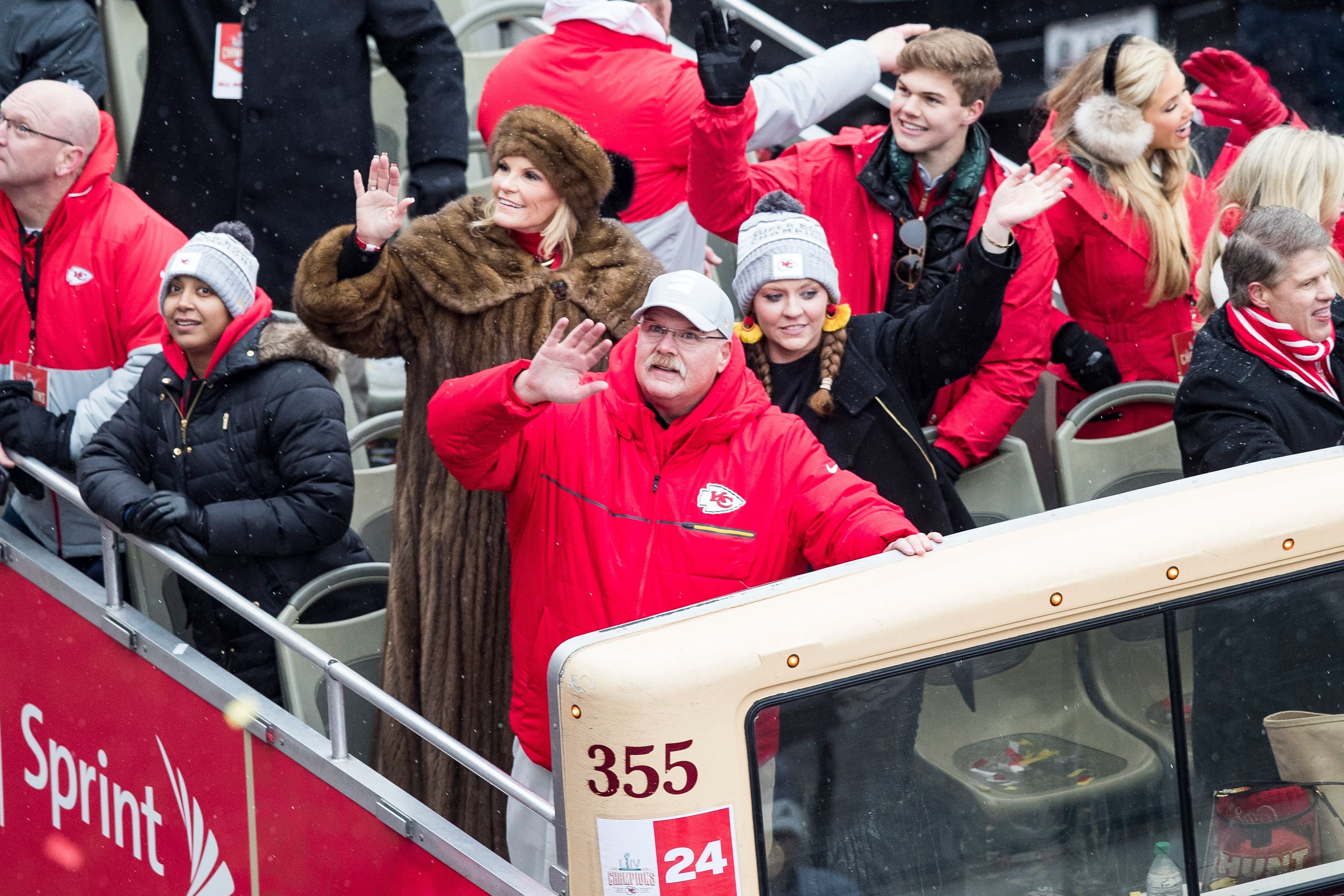 Andy Reid and Tammy Reid during the Kansas City Super Bowl Parade on February 5, 2020, in Kansas City, Missouri. | Source: Getty Images
