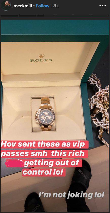 A screenshot of Meek Mill's Instagram Story featuring his VIP Invitation | Source: Instagram / Meek Mill