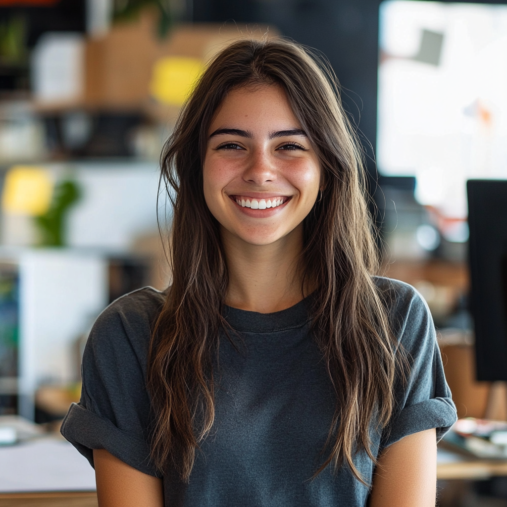 Young woman smiling | Source: Midjourney