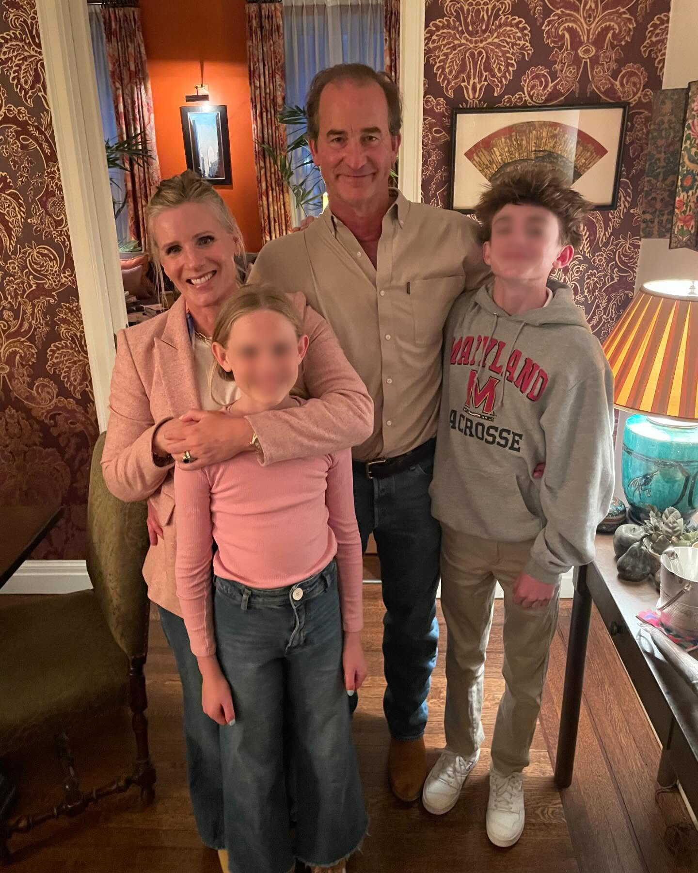 Kristin and Andrew Cabot pose with two children at his daughter India Rose's 25th birthday party. | Source: Facebook/Maud Cabot