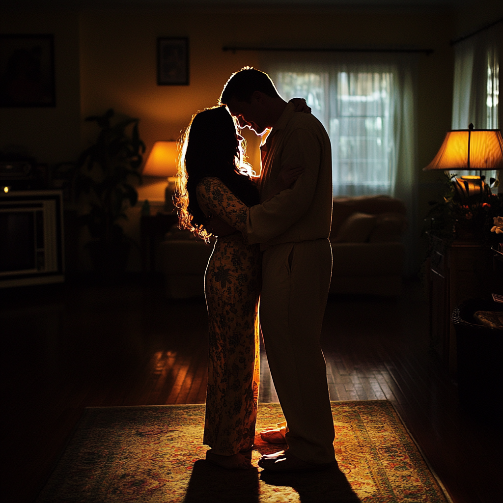 A couple dancing in their living room | Source: Midjourney