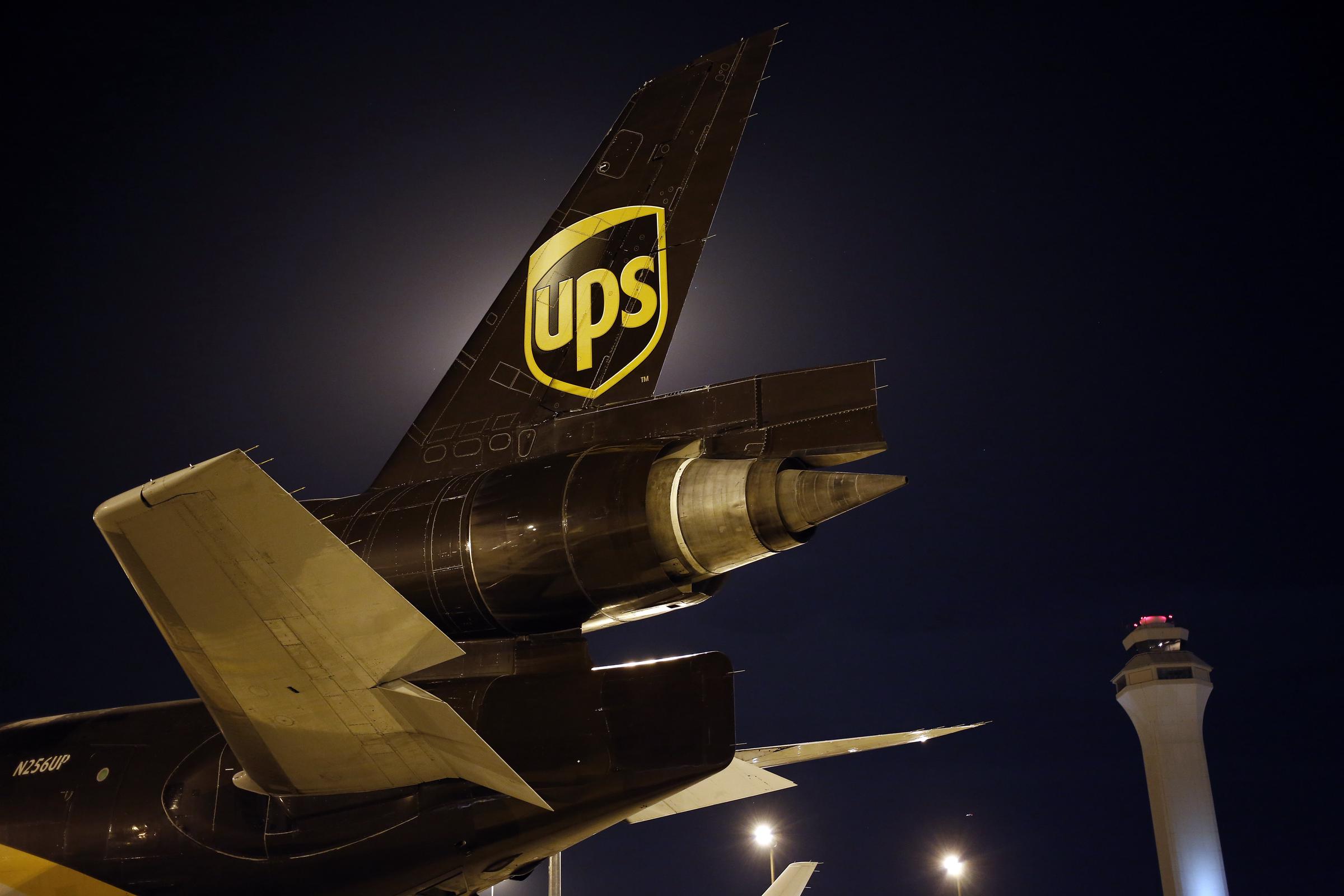A UPS MD-11-F cargo jet at the UPS Worldport facility in Louisville, Kentucky on July 21, 2016. | Source: Getty Images