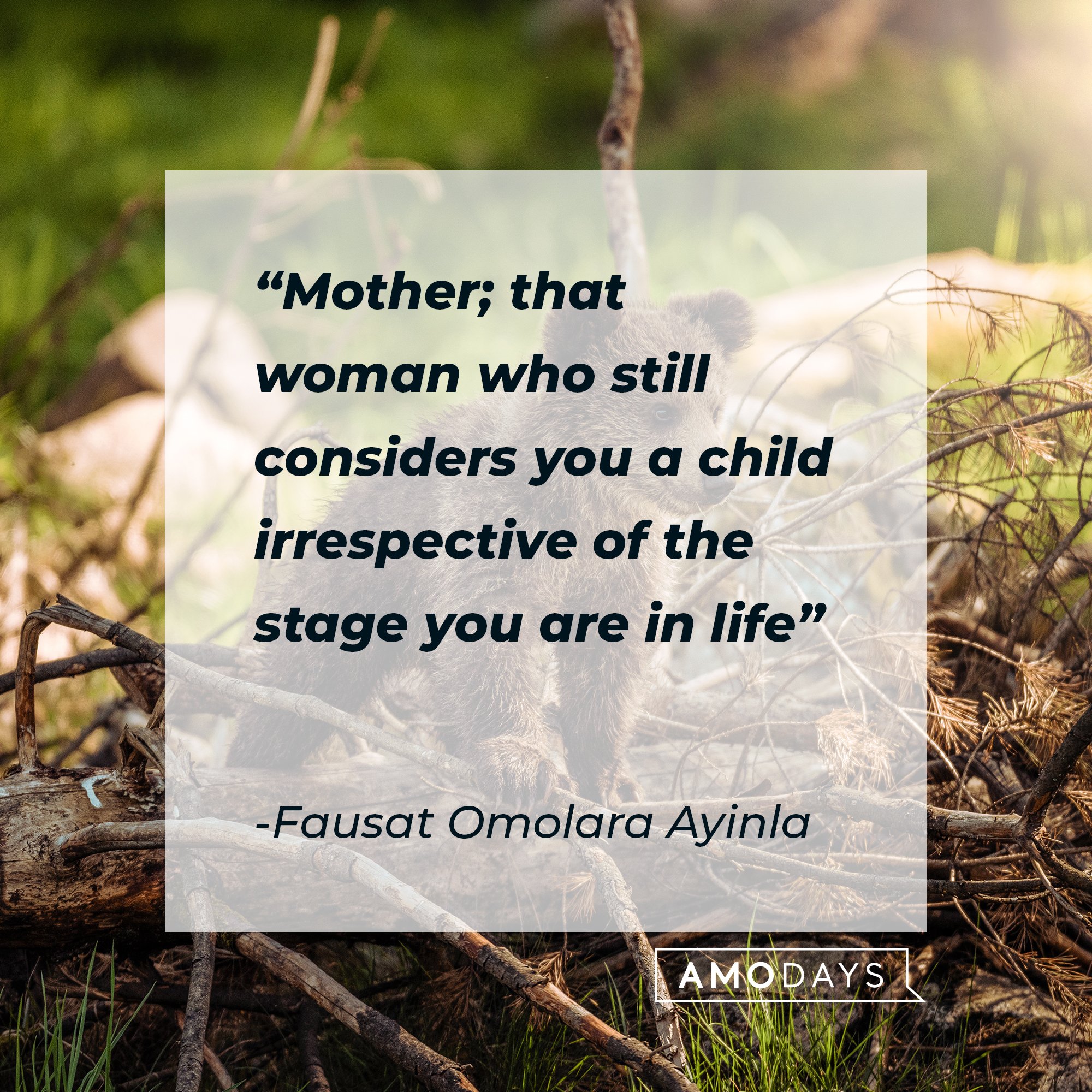 Fausat Omolara Ayinla's quote: "Mother; that woman who still considers you a child irrespective of the stage you are in life." | Image: AmoDays