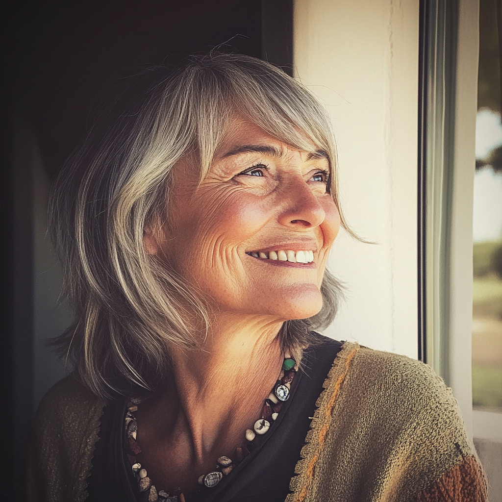 A smiling older woman | Source: Midjourney