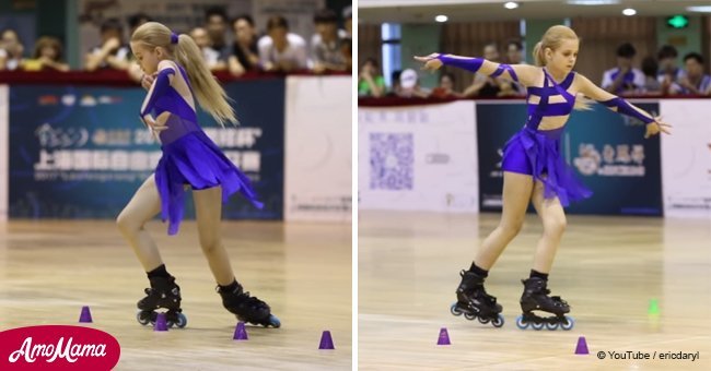 12-year-old Russian girl wows crowd with amazing roller skating performance