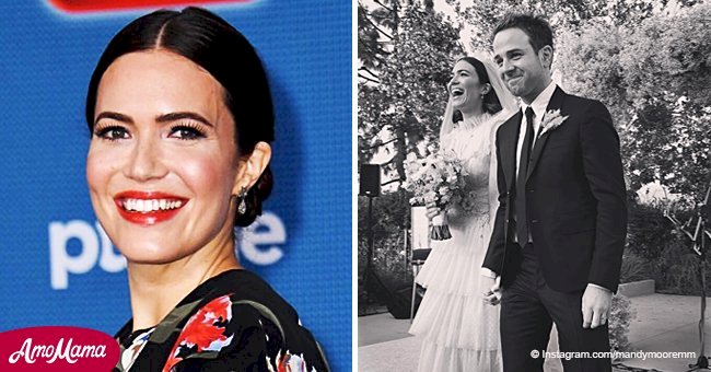 Mandy Moore shares her gorgeous wedding photo – and her dress was pink! 