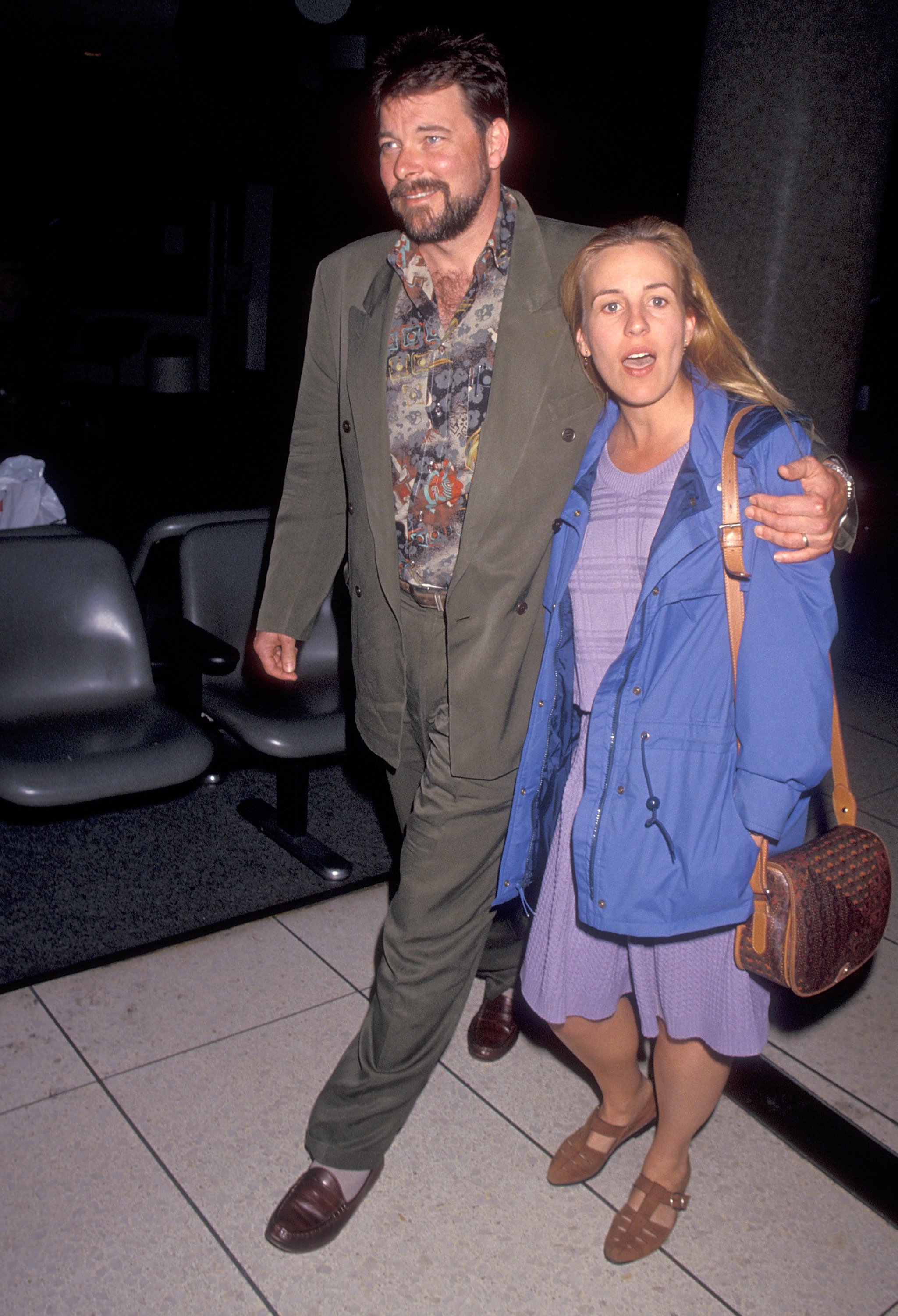 Jonathan Frakes and Genie Francis on January 2, 1994, at the Los Angeles International Airport in Los Angeles, California. | Source: Ron Galella, Ltd./Ron Galella Collection/Getty Images
