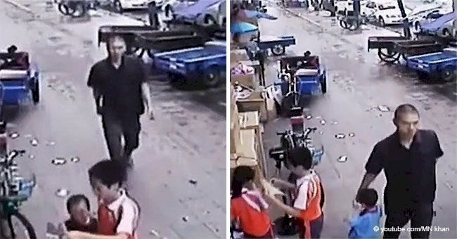 Boy notices man snatching little brother and quickly springs into action (video)