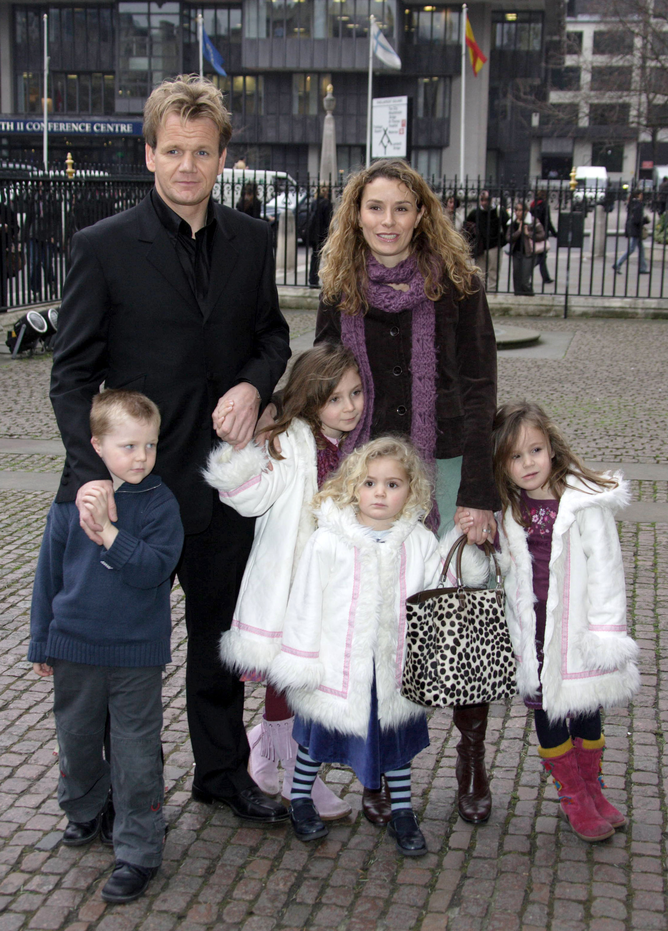 Jack Ramsay, Gordon Ramsay, Megan Ramsay, Tana Ramsay, Matilda Ramsay and Holly Ramsay at the Woman's Own Children of Courage 2004 on December 15, 2005 | Source: Getty Images