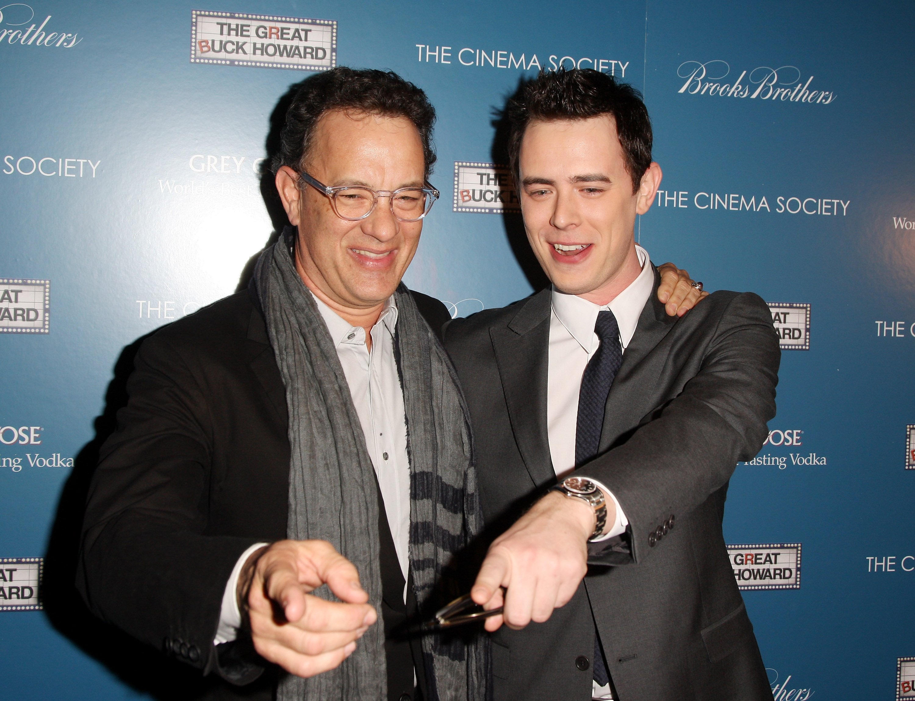 Actors Tom Hanks and Colin Hanks attend The Cinema Society and Brooks Brothers screening of "The Great Buck Howard" at the Tribeca Grand Screening Room on March 10, 2009 in New York City | Source: Getty Images
