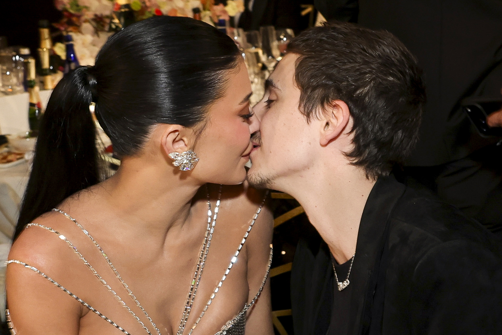 Kylie Jenner and Timothée Chalamet share a public kiss during the ceremony | Source: Getty Images