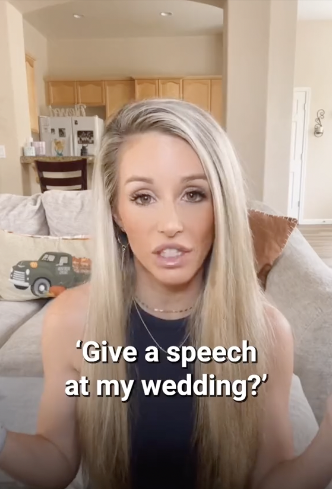 Casey Costa recounting how her friend asked her to give a speech at her wedding | Source: tiktok/four.nine