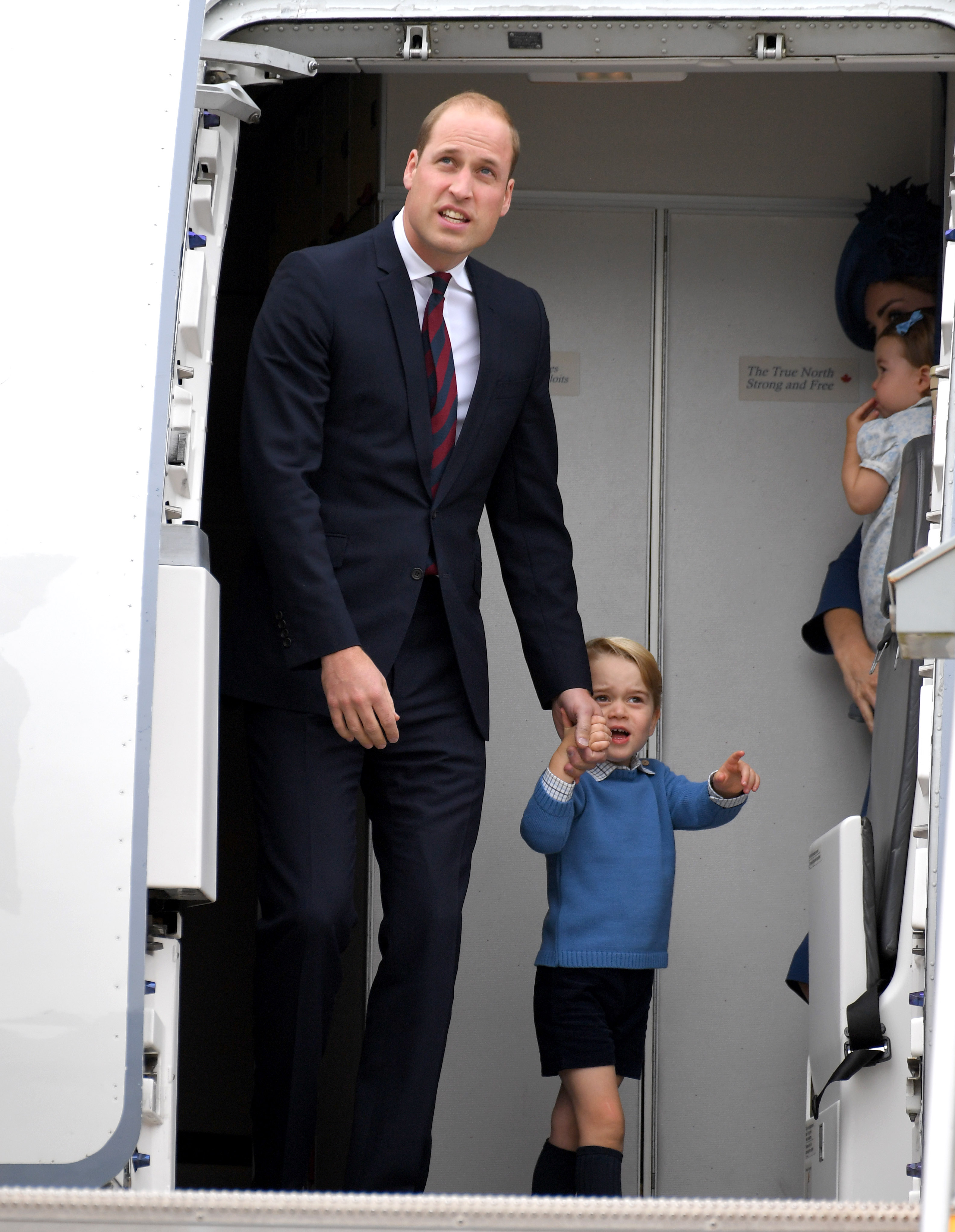 Prince William, Prince George, Princess Catherine, and Princess Charlotte arrive at Victoria Airport ahead of their Royal Tour of Canada and Yukon on 24 September 2016 in Victoria, Canada. | Source: Getty Images