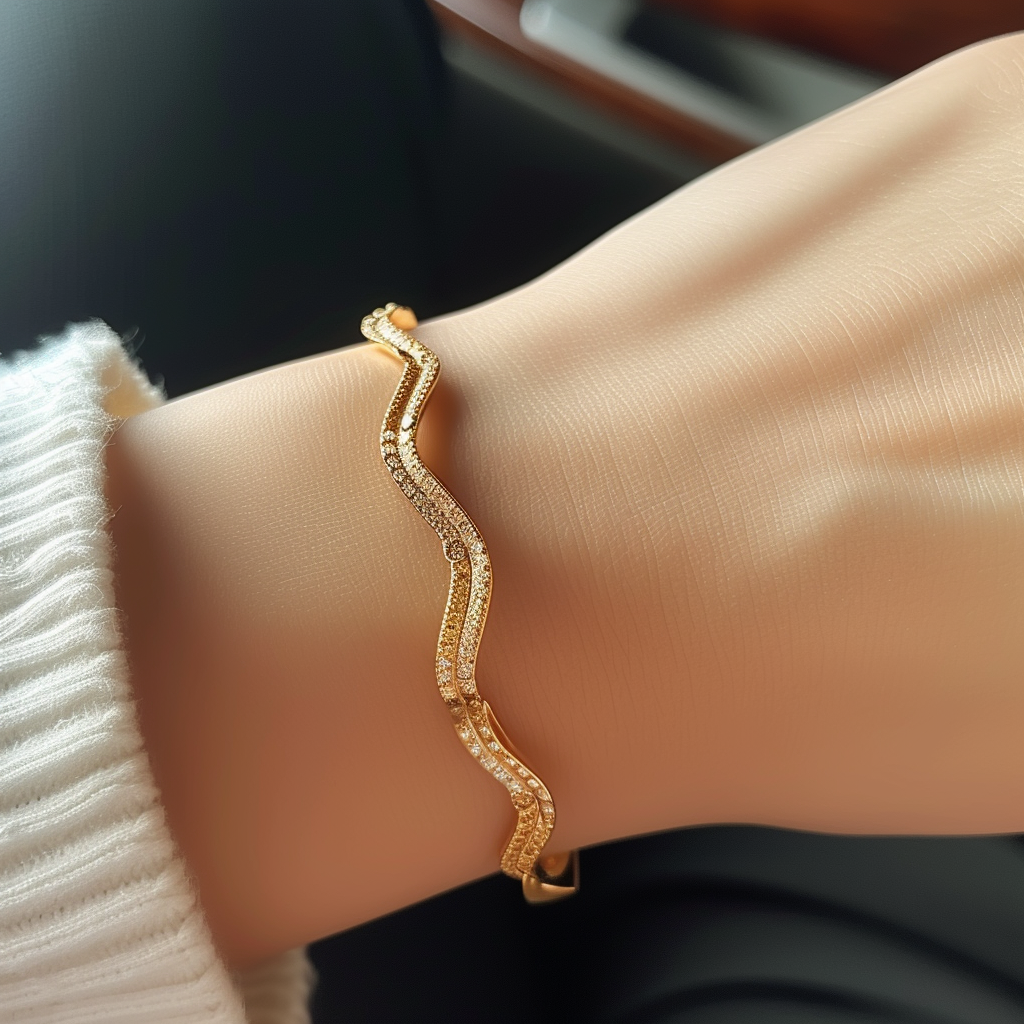 A gold bracelet on a wrist | Source: Midjourney