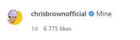 Chris Brown's comment on Ammika Harris' Instagram post | Photo: instagram.com/ammikaaa
