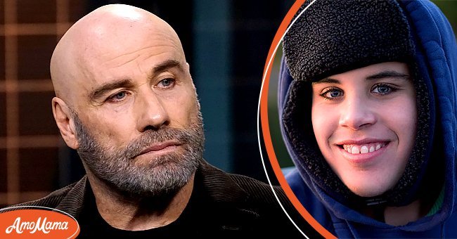 John Travolta at Build Studio on November 25, 2019 in New York City [left]. Travolta and Kelly Preston's son, Jett [right] | Photo: Getty Images 