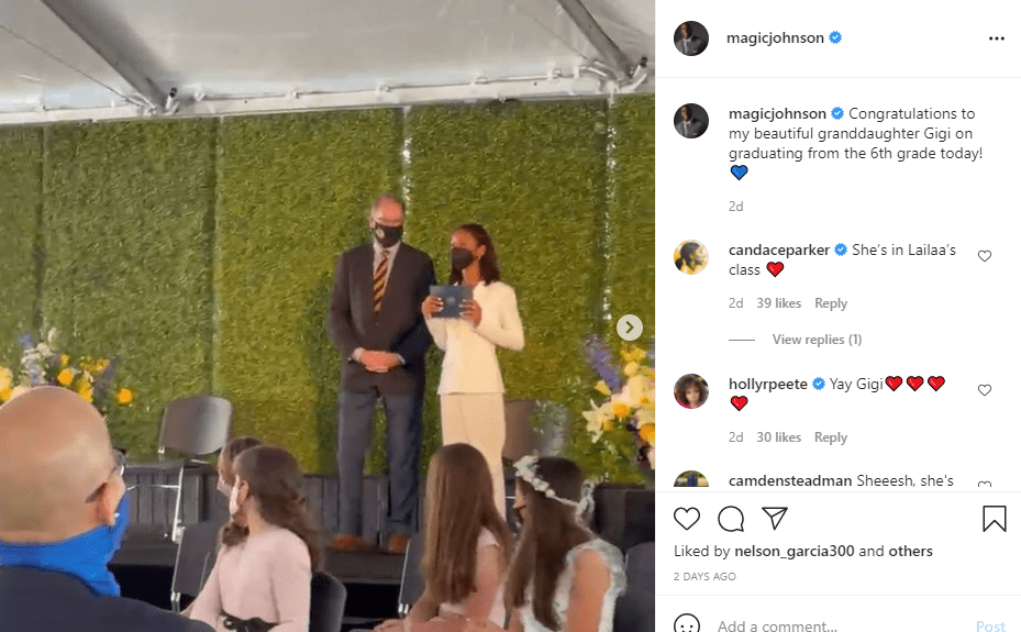 Magic Johnson wishing his granddaughter a happy graduation ceremony | Photo: Instagram/magicjohnson