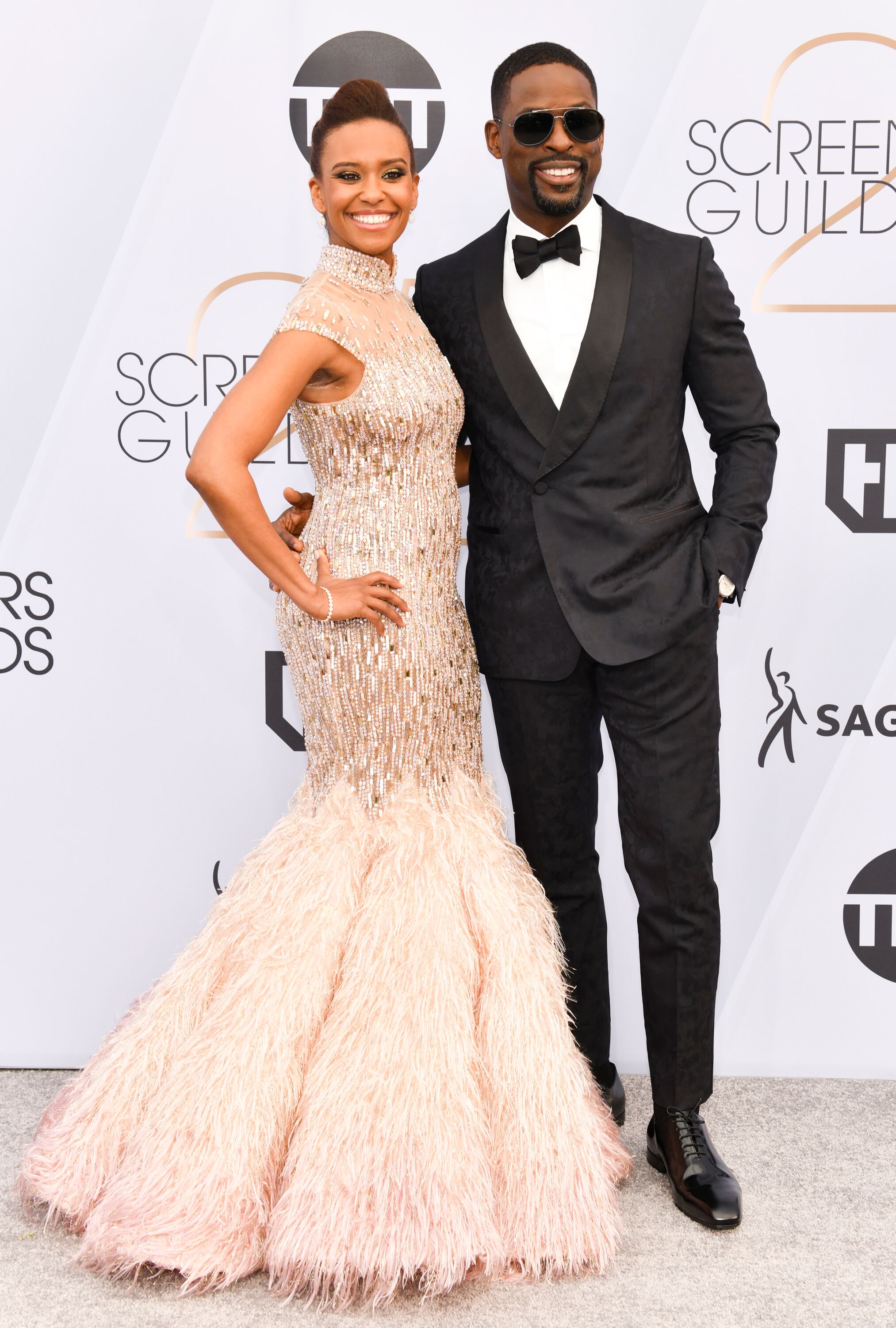 Sterling K. Brown and Ryan Michelle Bathe arrive at the 25th Annual Screen Actors Guild Awards. | Source: Getty Images