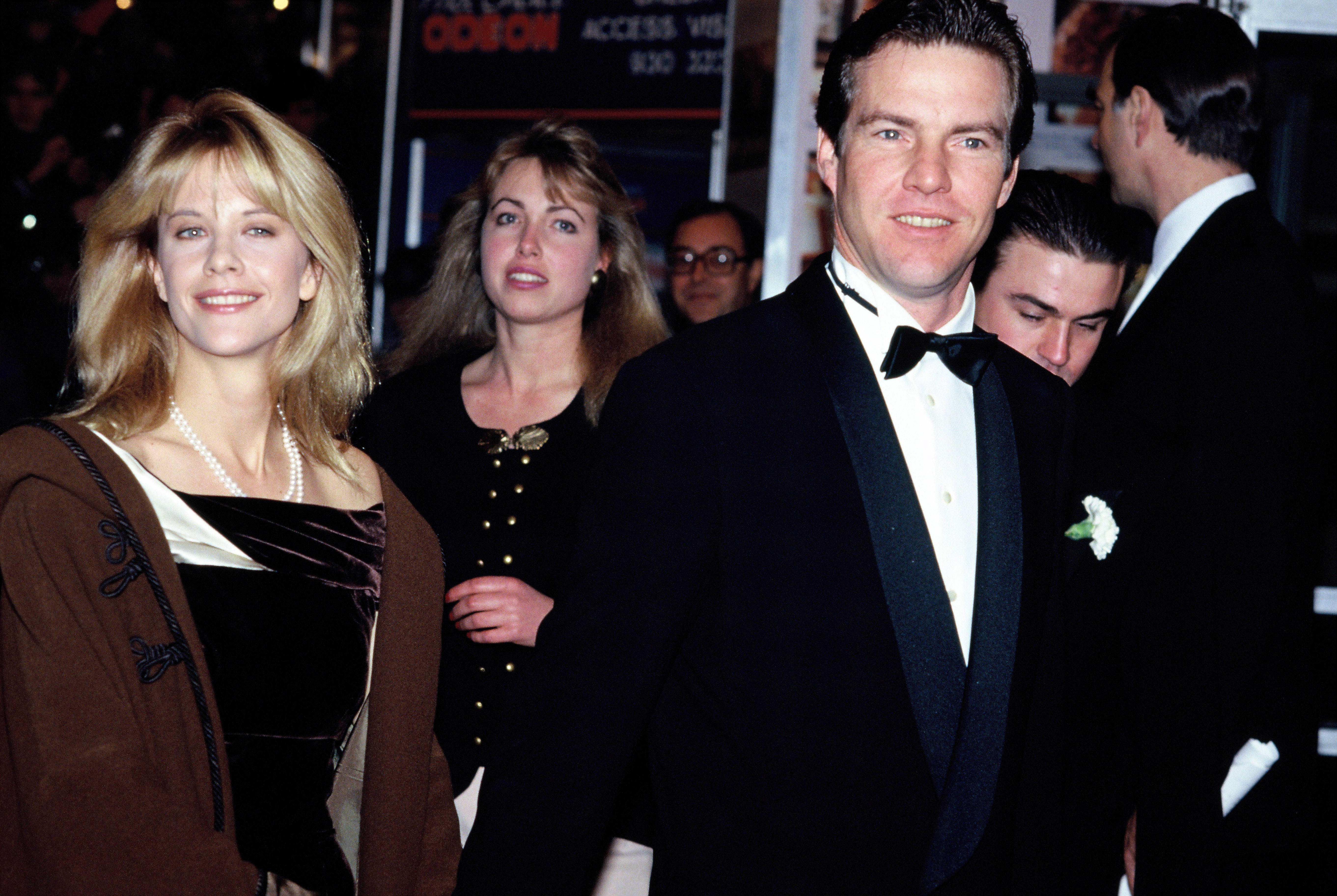 Meg Ryan and Dennis Quaid attend the premiere of "When Harry Met Sally" on December 2, 1989, in London, England | Source: Getty Images