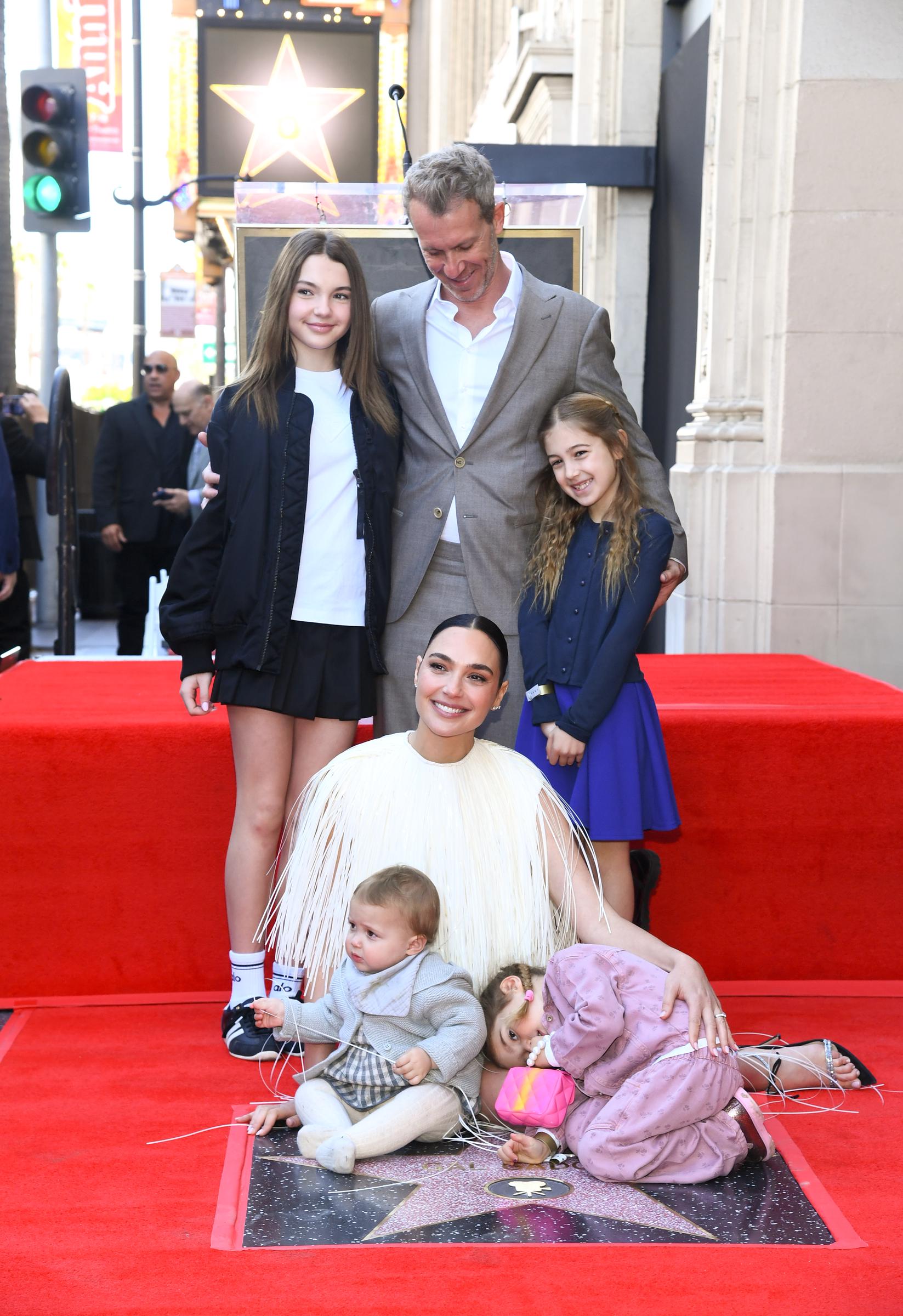 Alma Varsano, Jaron Varsano, Ori Varsano, Gal Gadot, Maya Varsano, and Daniella Varsano are photographed at the ceremony honoring Gal Gadot with a Star on the Hollywood Walk of Fame on March 18, 2025, in Hollywood, California | Source: Getty Images