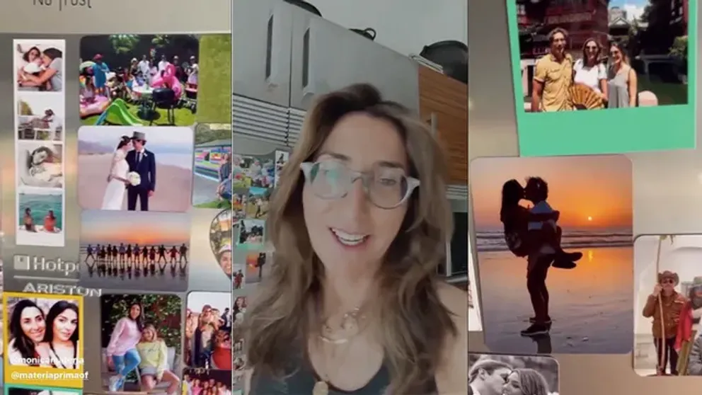 Paz Padilla mostrando algunas de las fotos más preciadas de su difunto esposo y su hija. | Foto: Historias de Instagram/paz_padilla