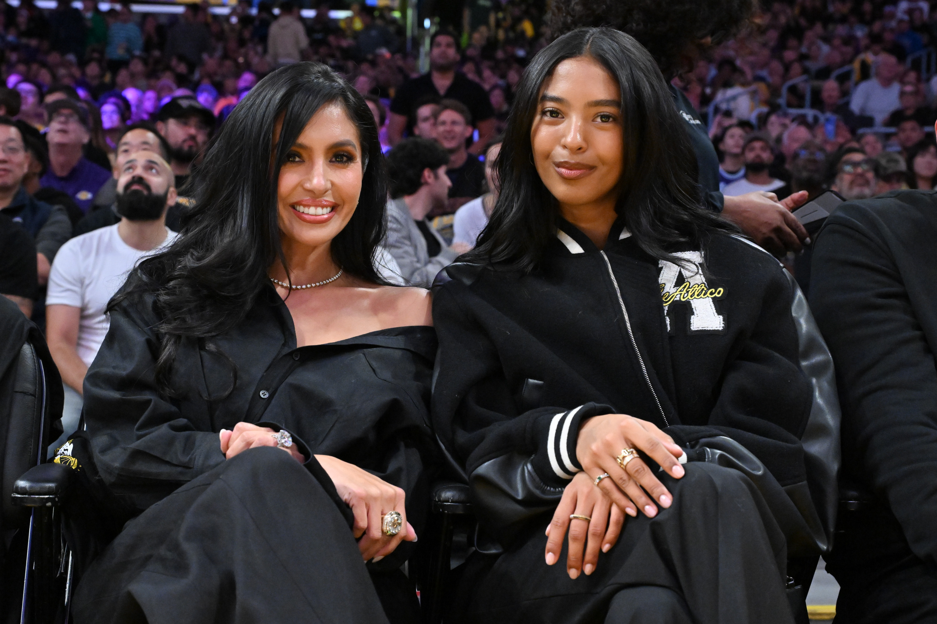 Vanessa and Natalia Bryant attend a basketball game between the Los Angeles Lakers and the Golden State Warriors on October 21, 2025 | Source: Getty Images