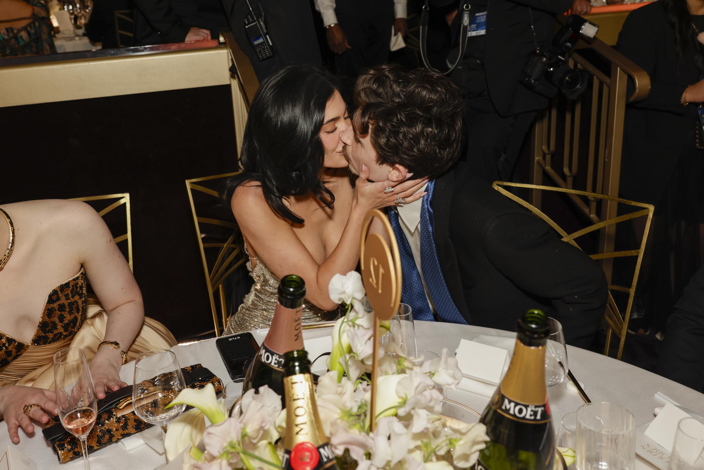 Kylie Jenner and Timothée Chalamet attend the 82nd Annual Golden Globe Awards at The Beverly Hilton in Beverly Hills, California, on January 5, 2025 | Source: Getty Images