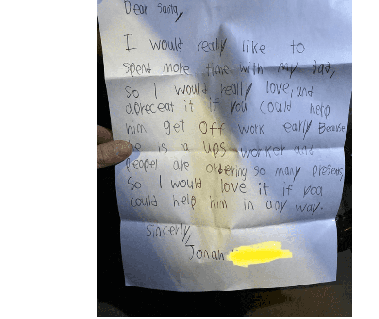An image of the letter Scott's son wrote to Santa  | Photo:   reddit.com/r/pics