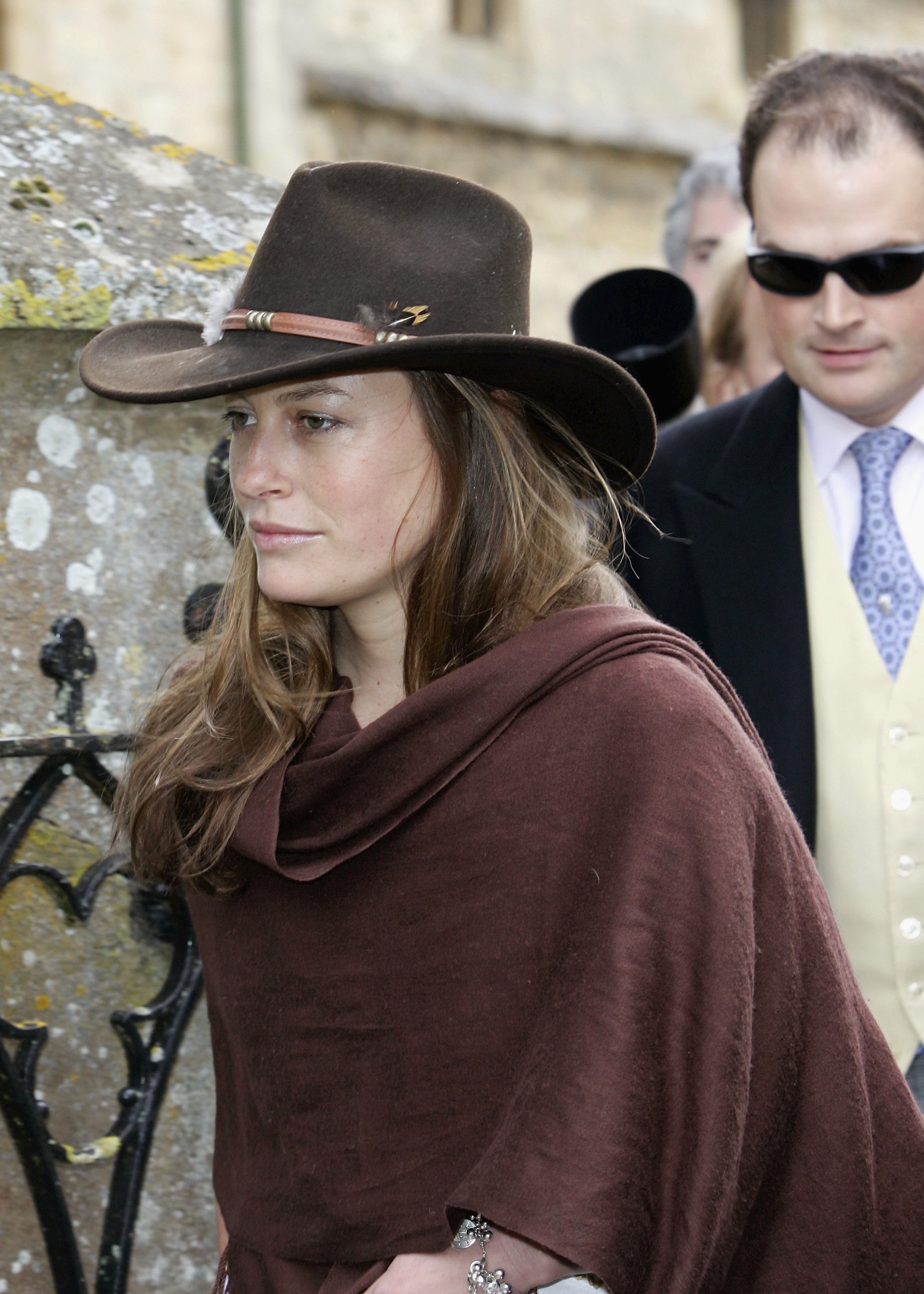 Jecca Craig spotted at the society wedding of Hugh Van Cutsem Junior to Rose Astor at Burford Parish Church on June 4, 2005 in Burford, England. | Source: Getty Images