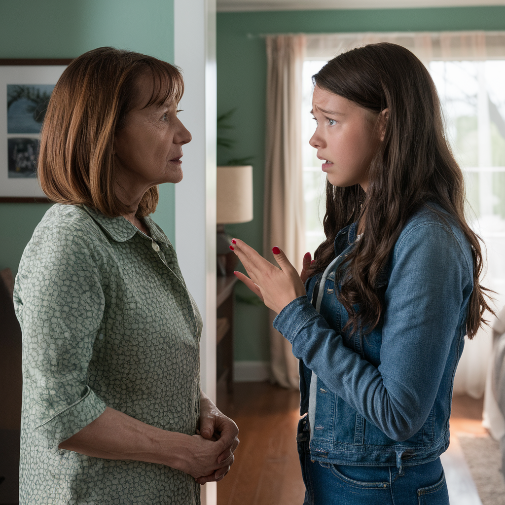 An older woman confronting a teenage girl | Source: Midjourney