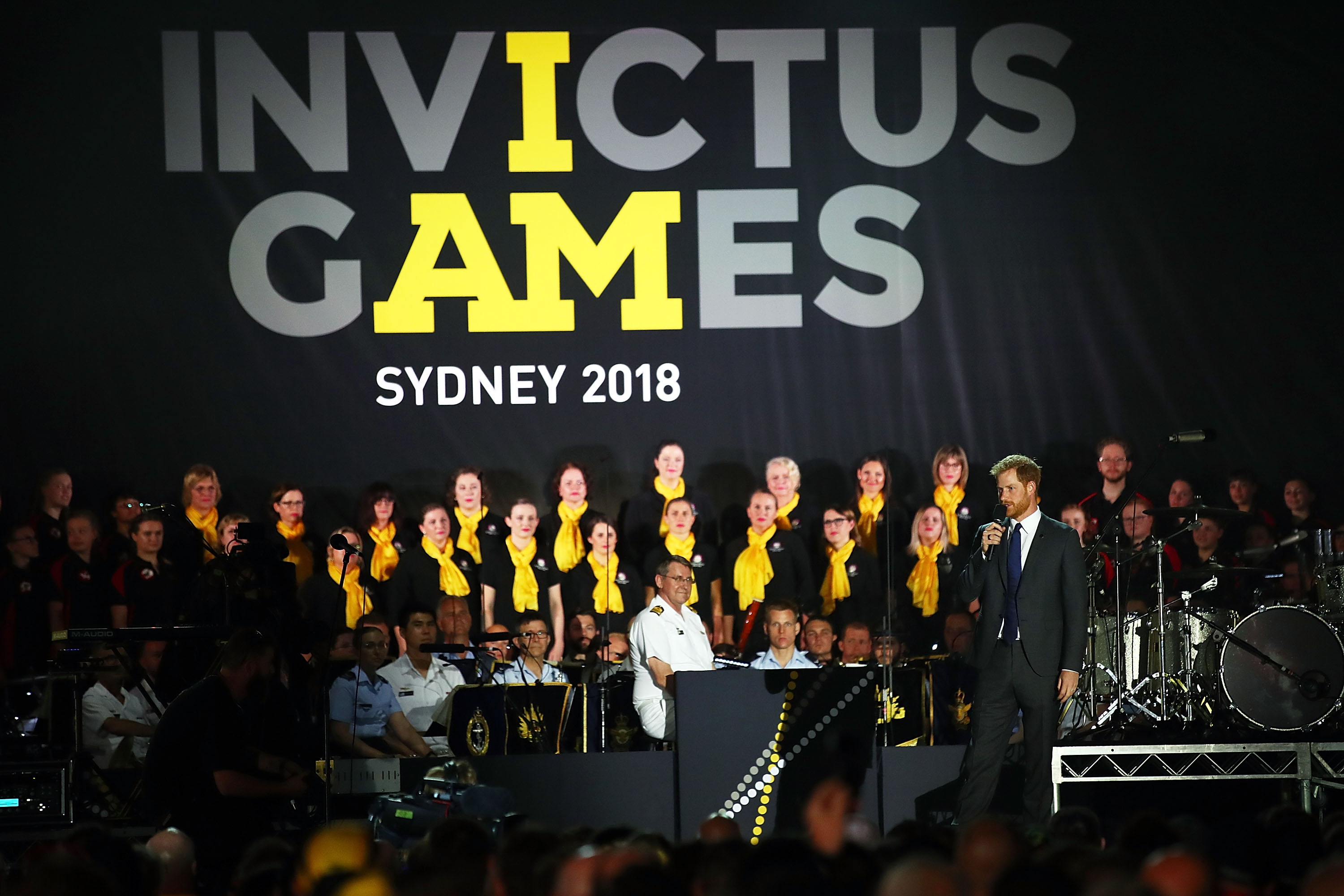 Prince Harry speaking during the nvictus Games Sydney 2018 Opening Ceremony at Sydney Opera House on October 20, 2018 in Sydney, Australia | Source: Getty Images