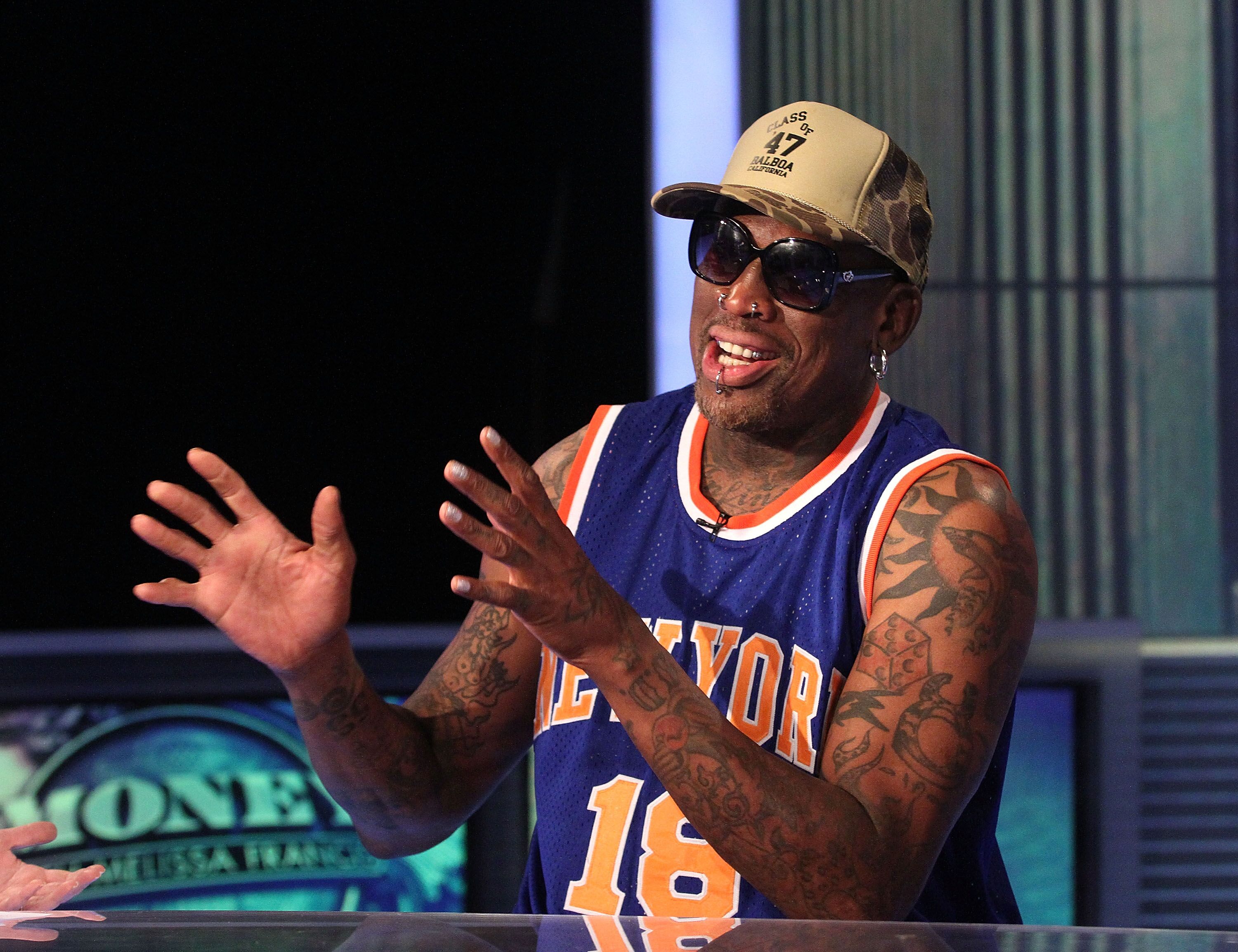 Dennis Rodman at a speaking engagement | Source: Getty Images/GlobalImagesUkraine