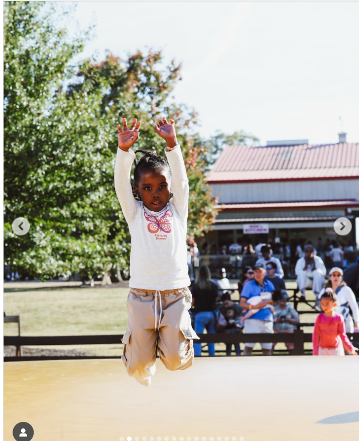Blaze Tucker captured mid-jump, as seen in a post dated November 22, 2025. | Source: Instagram/kandi