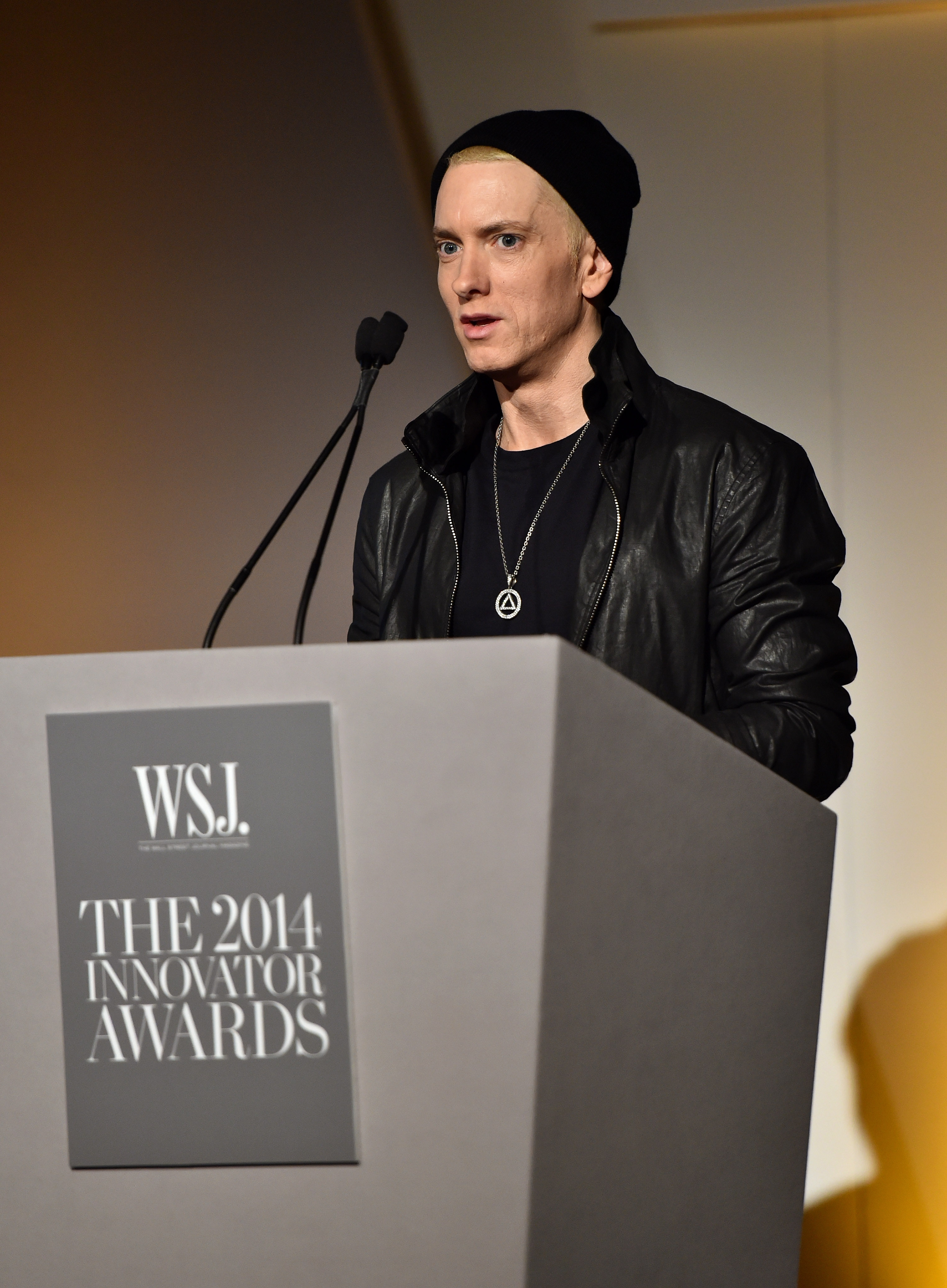 Eminem speaks onstage at WSJ Magazine 2014 Innovator Awards at the Museum of Modern Art on November 5, 2014, in New York City. | Source: Getty Images