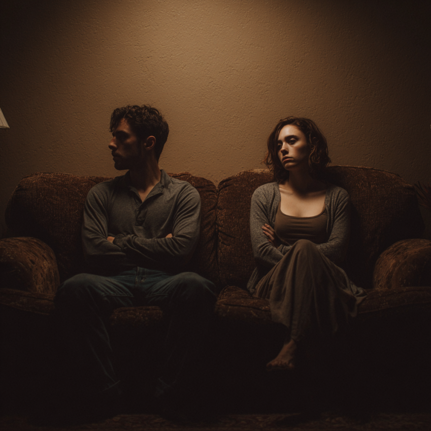 A couple on a couch | Source: Midjourney