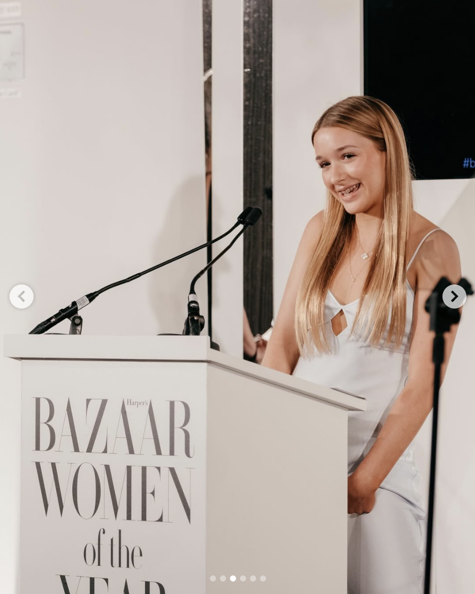 Harper Beckham on-stage at the Harper Bazaar's UK Women of the Year awards events, as seen in a photo dated November 5, 2024 | Source: Instagram/victoriabeckham