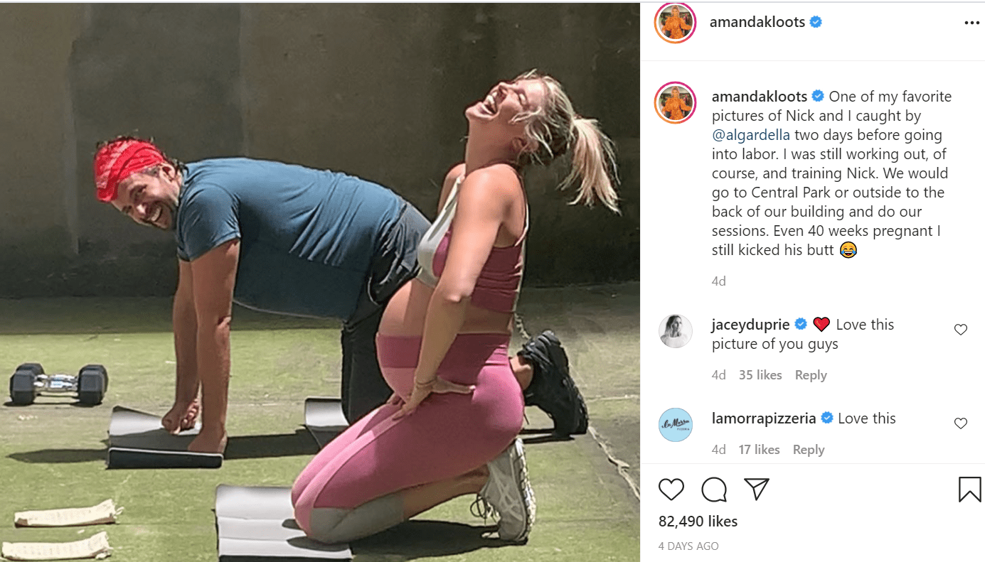 Pictured - A throwback snap of Amanda Kloots and her spouse Nick Coredo during a workout session | Source: Instagram/@amandakloots