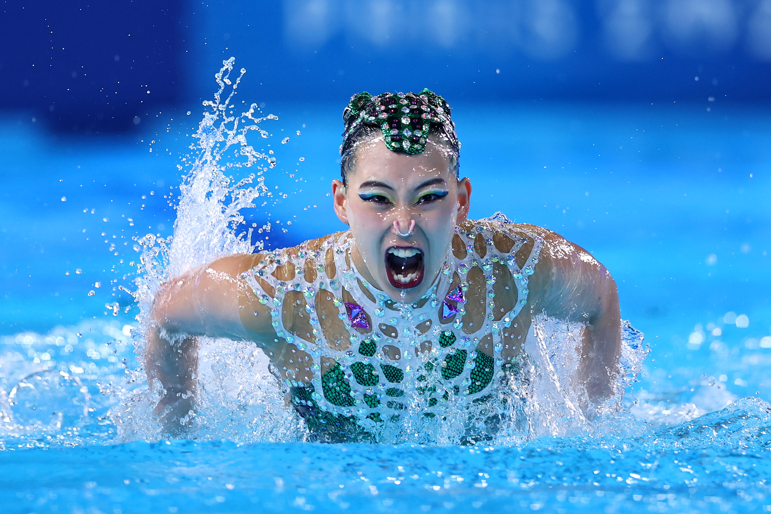 A member of Team Japan during their Team Acrobatic Routine at the Olympic Games in Paris, France, on August 7, 2024 | Source: Getty Images