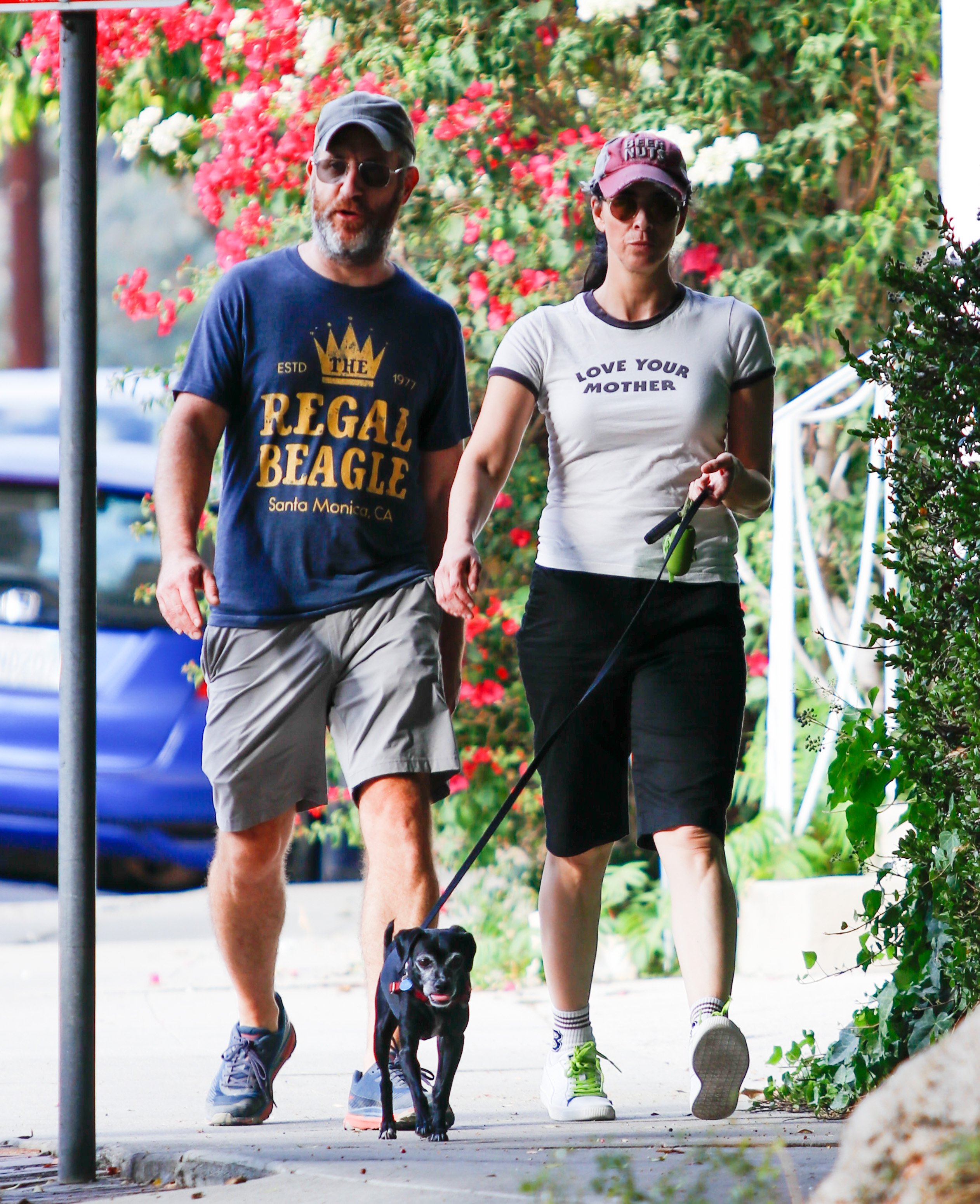 Rory Albanese and Sarah Silverman enjoy a relaxing stroll with their little dog on February 26, 2022, in Los Angeles, California. | Source: Getty Images