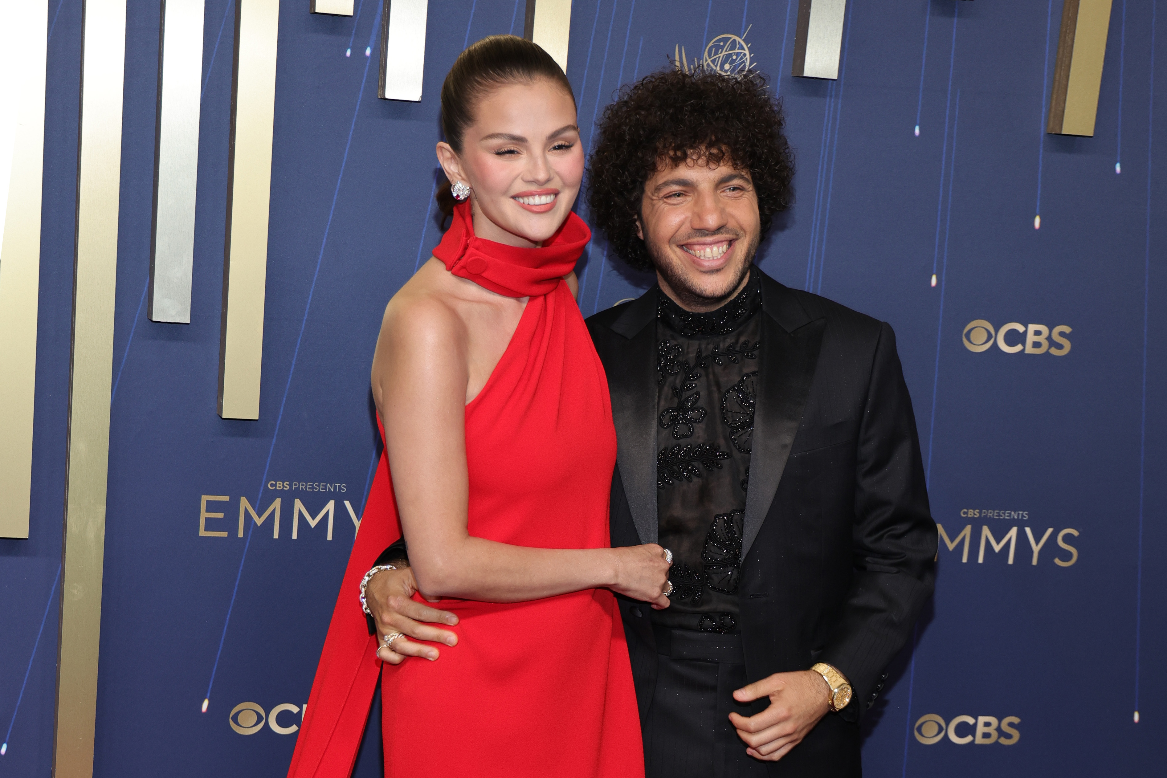 Selena Gomez and Benny Blanco at the 77th Primetime Emmy Awards on September 14, 2025, in Los Angeles, California | Source: Getty Images