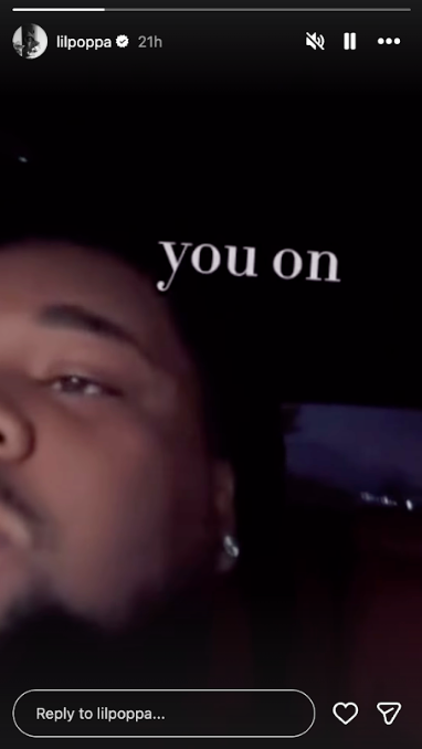 Lil Poppa riding around in a car in what would become his final Instagram Story. | Source: Instagram/lilpoppa