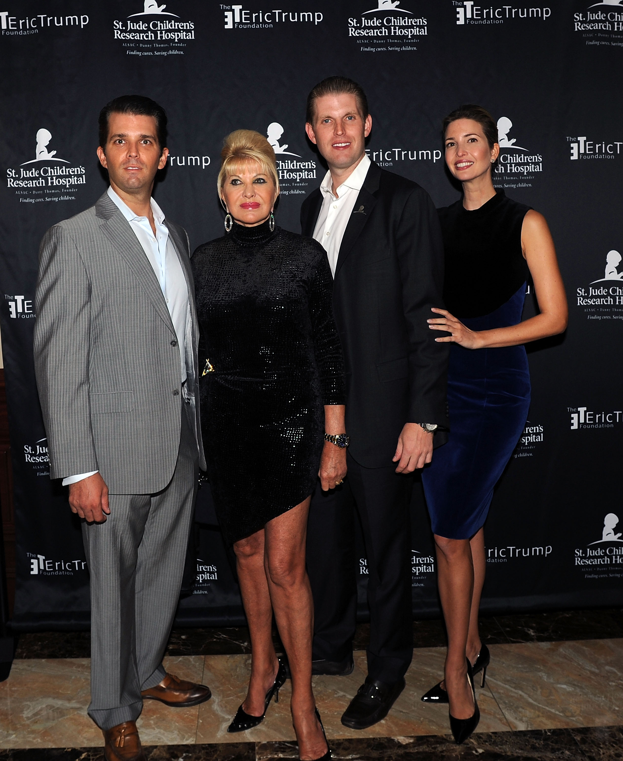 Donald Trump Jr., Ivana Trump, Eric Trump, and Ivanka Trump attend the 9th Annual Eric Trump Foundation golf invitational at Trump National Golf Club Westchester on September 21, 2015, in Briarcliff Manor City.