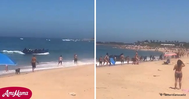 Migrant boat lands on Spanish beach and stuns tourists 