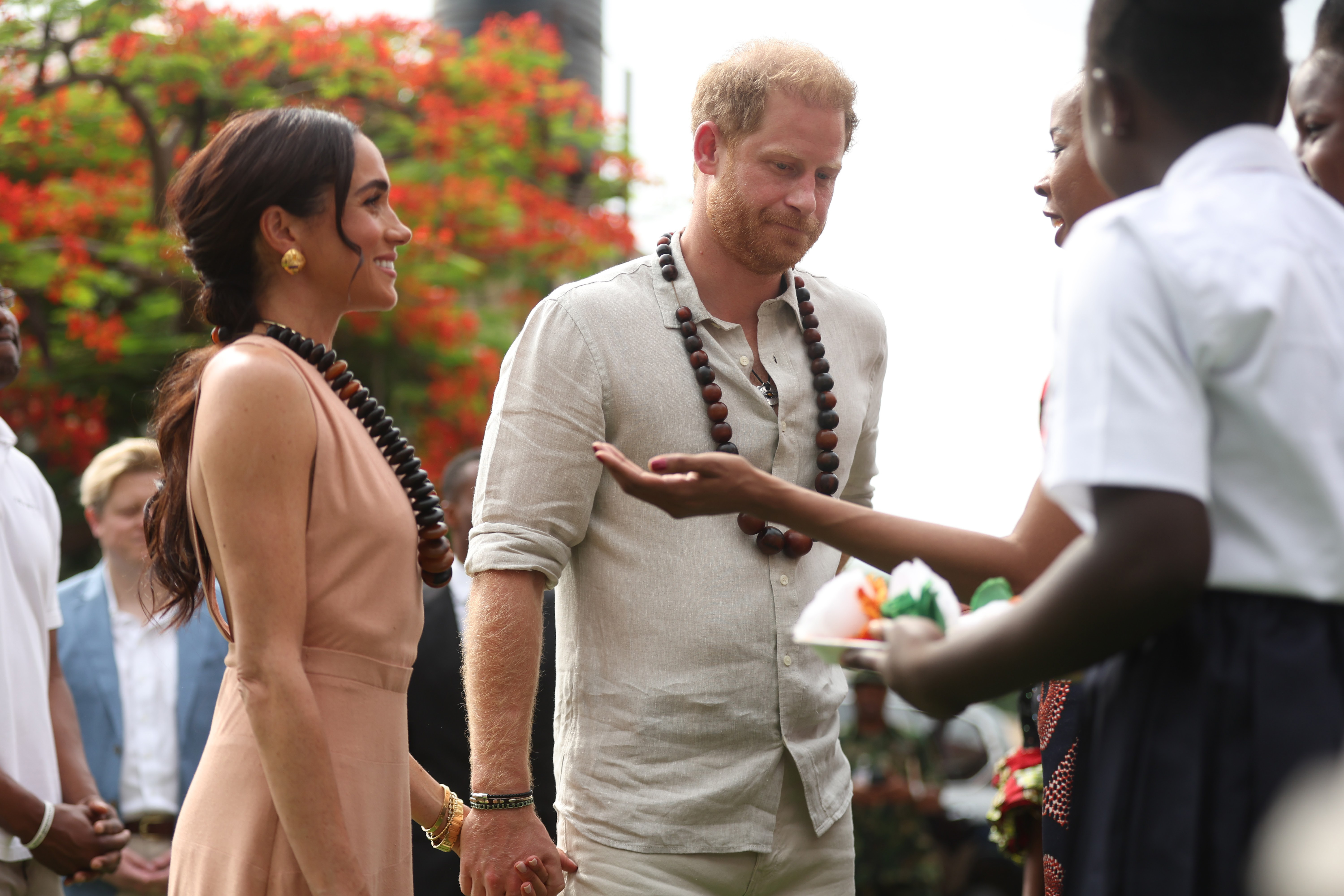Prince Harry and Meghan Markle visit the Lightway Academy in Abuja, Nigeria as part of celebrations for the Invictus Games anniversary on May 10, 2024. | Source: Getty Images