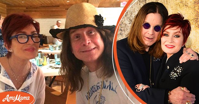 Sharon and Ozzy on vacation as posted on Instagram (left), Ozzy and Sharon Osbourne at the MTV EMAs 2014 in Glasgow, Scotland (right) | Source: Instagram.com/sharonosbourne, Getty Images