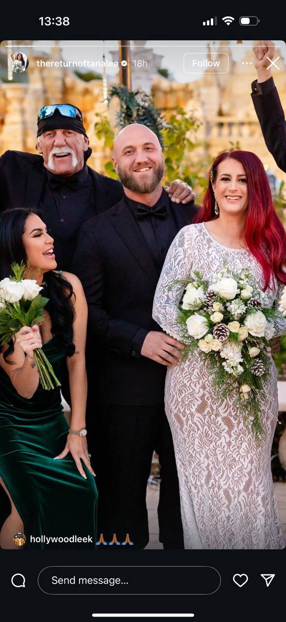 Hulk Hogan at Nick Hogan and Tana Lea's wedding with the rest of the wedding party, uploaded on July 24, 2025 | Source: Instagram/thereturnoftanalea