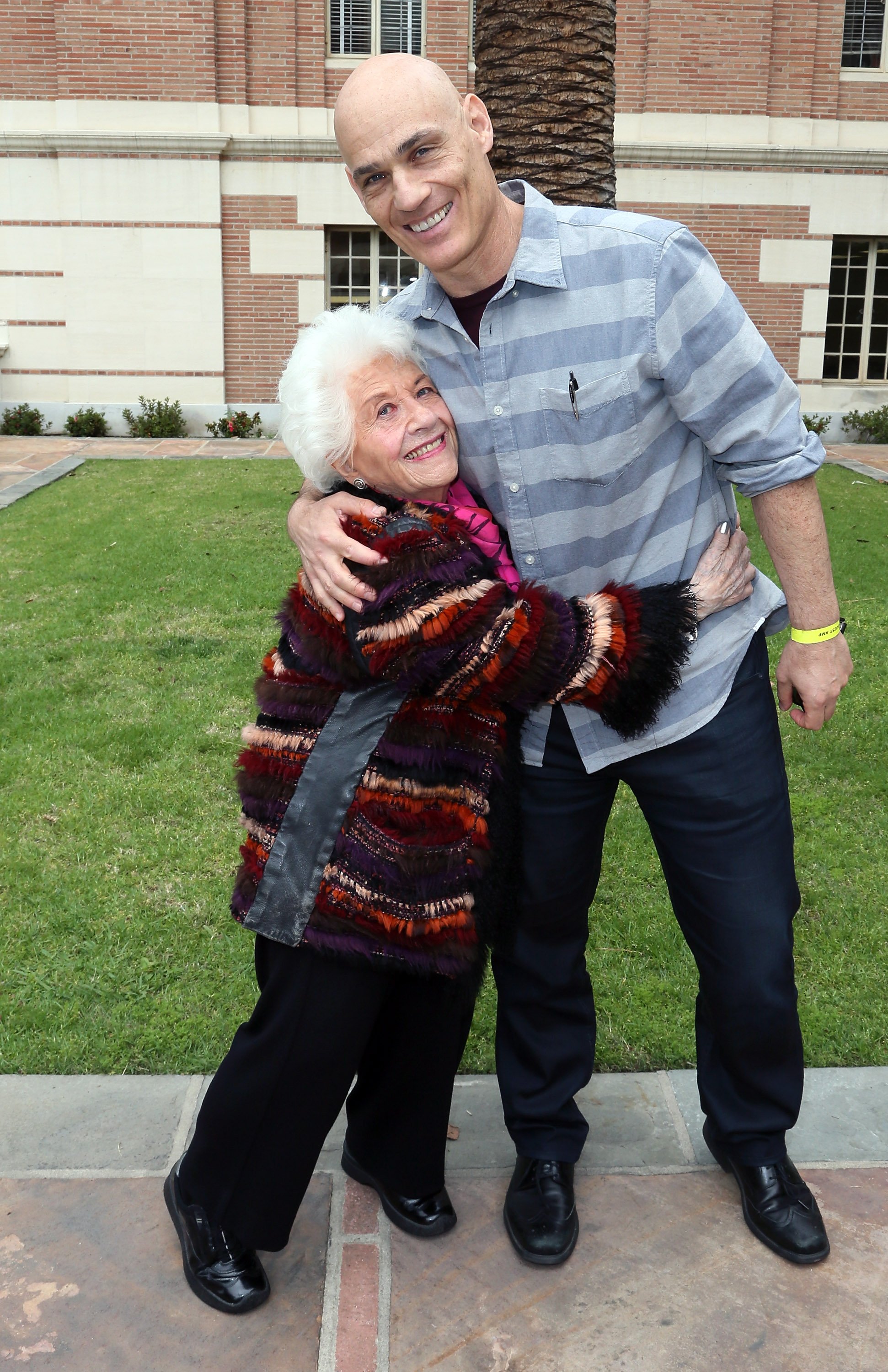 Actress Charlotte Rae (L) and son Larry Strauss attend the 2016 Los Angeles Times Festival of Books at USC on April 10, 2016. | Source: Getty Images