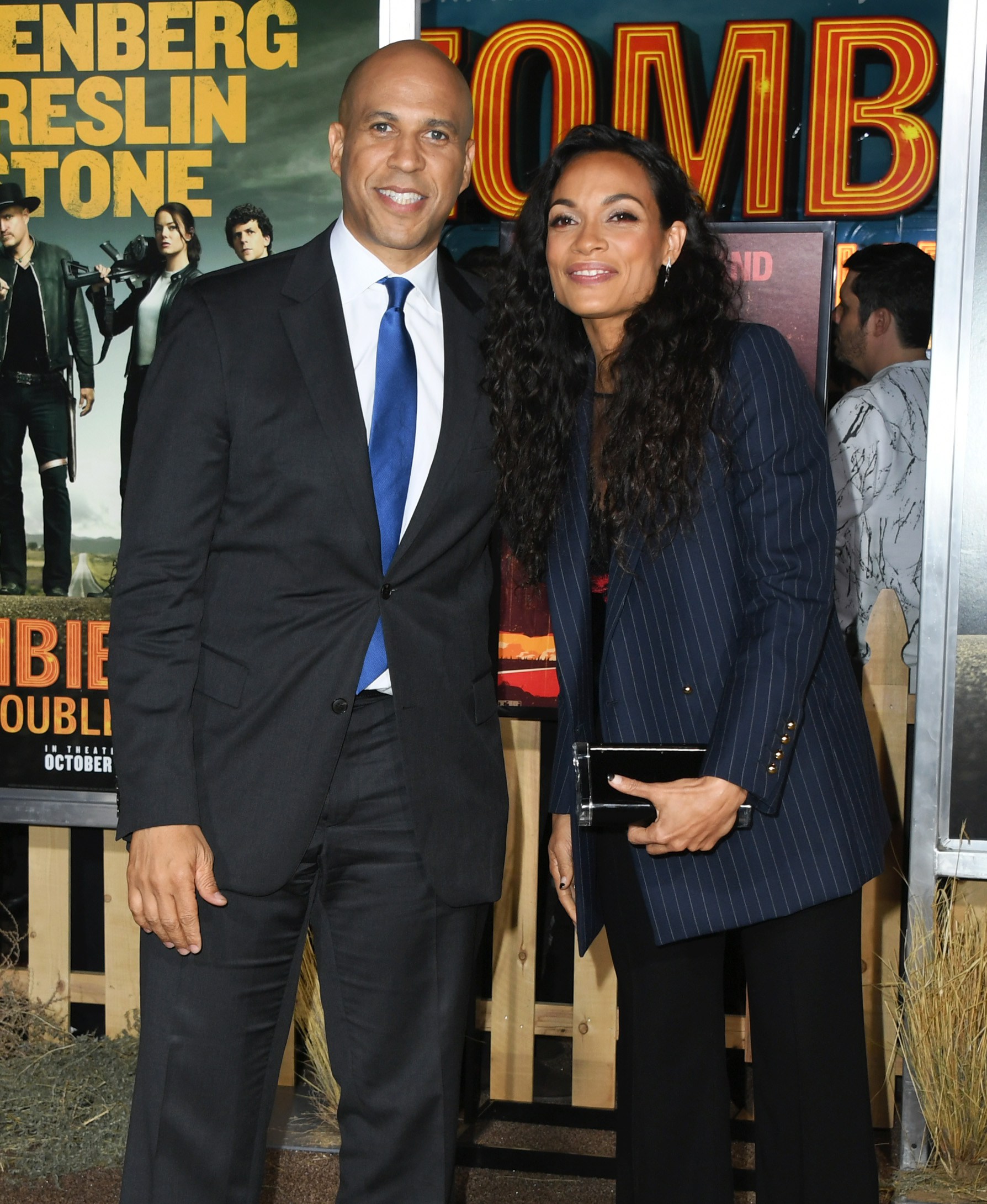 Cory Booker and Rosario Dawson attend the premiere of Sony Pictures' "Zombieland Double Tap" at Regency Village Theater in Westwood, California on October 10, 2019. | Source: Getty Images