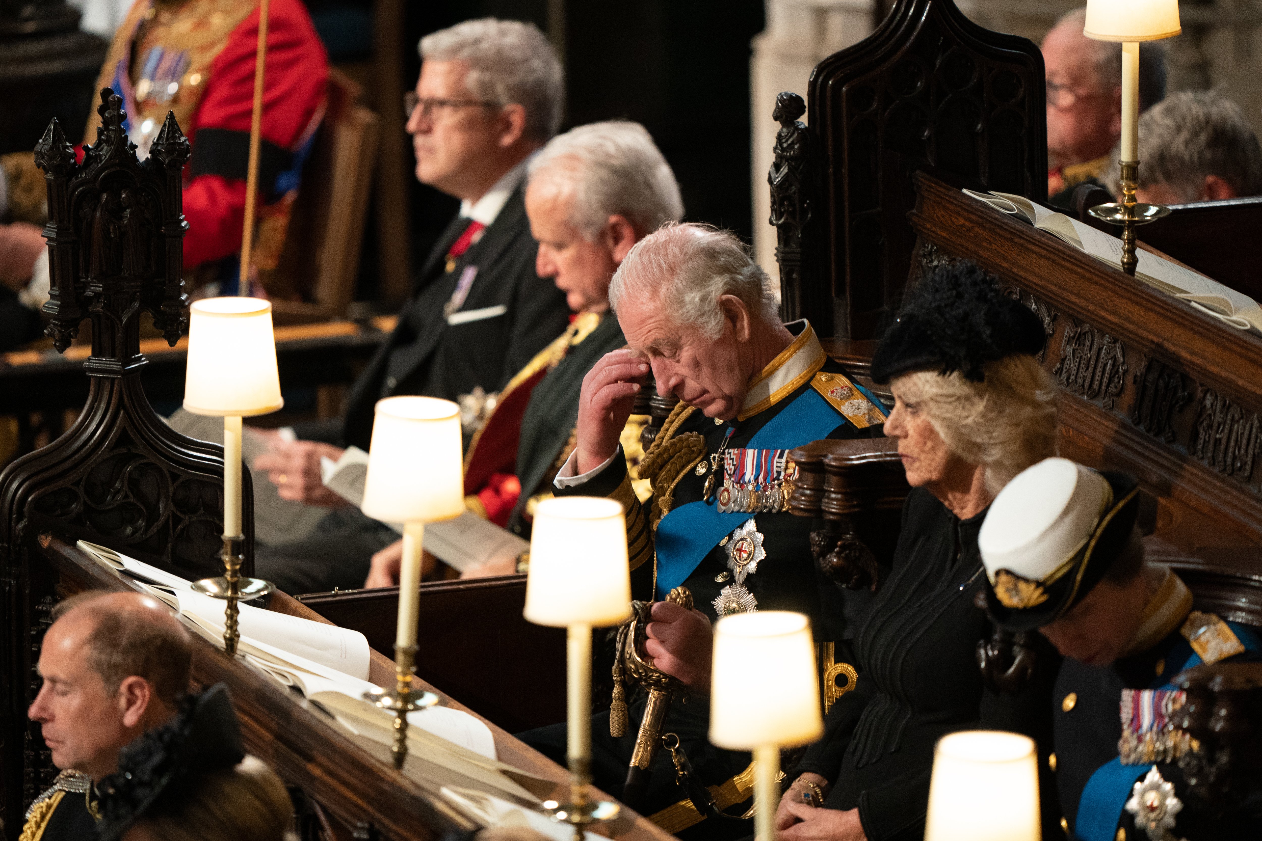 King Charles III during the Committal Service at St George's Chapel in Windsor Castle at St George's Chapel, Windsor Castle on September 19, 2022 in Windsor, England | Source: Getty Images