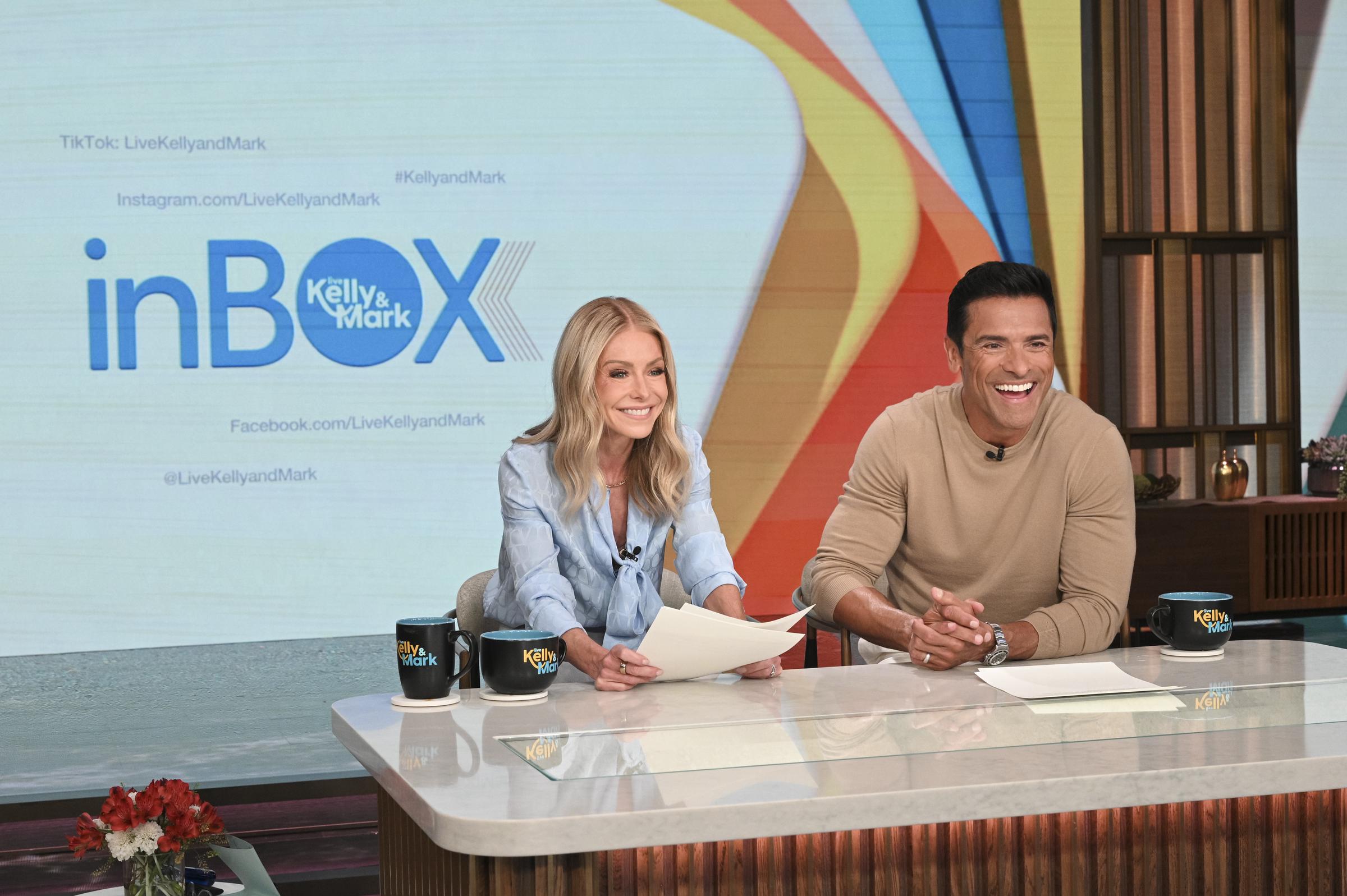 Kelly Ripa and Mark Consuelos co-host "Live with Kelly and Mark" on Wednesday, July 2, 2025. | Source: Getty Images
